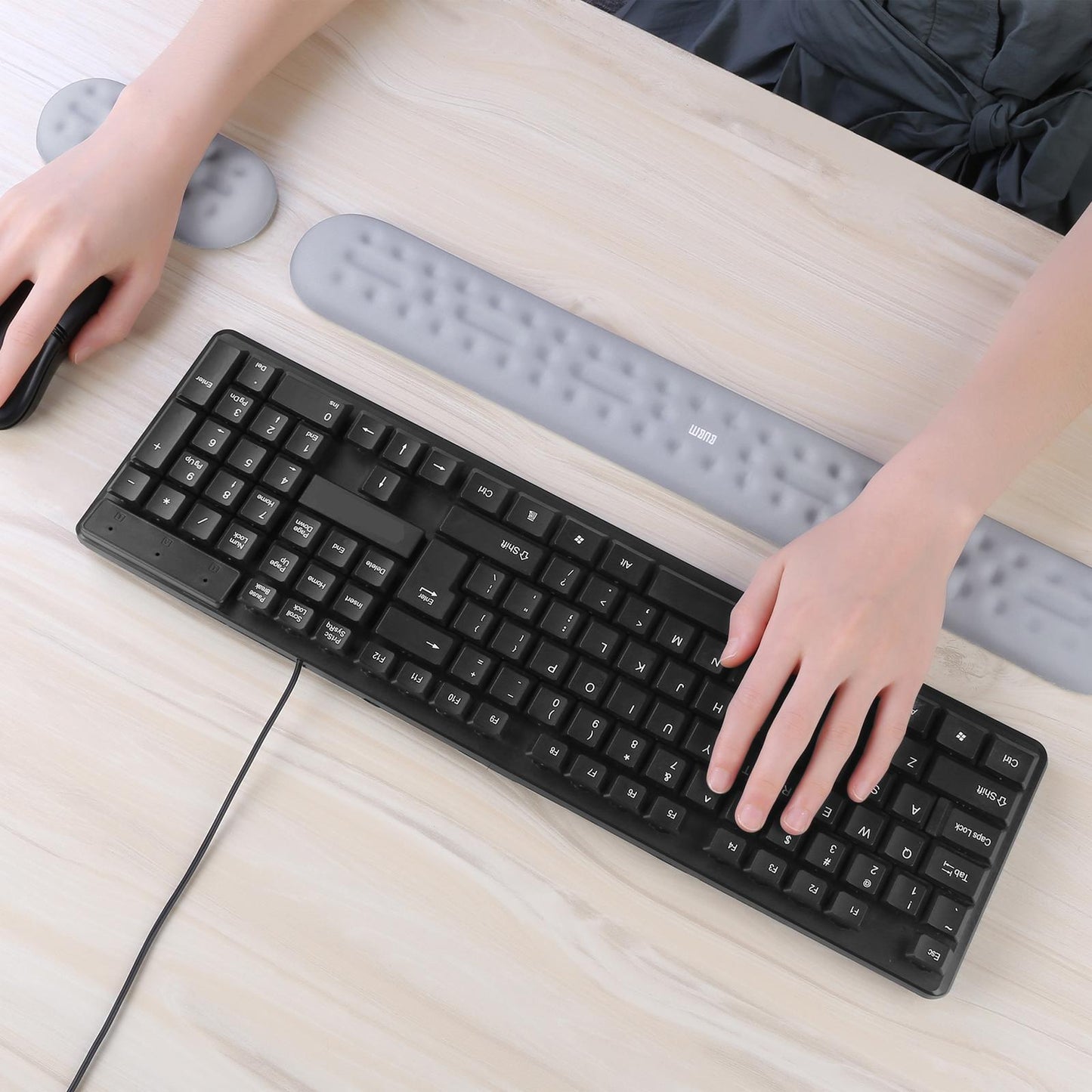 Memory Foam Keyboard Wrist Pad Mouse Cushion for Gaming Work  large gray