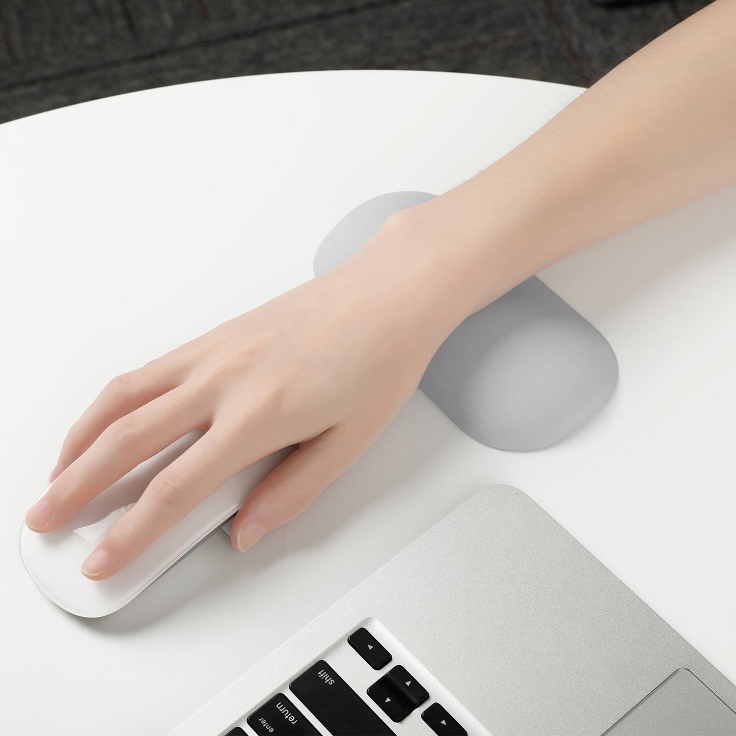 Keyboard Mouse Wrist Rest Pad Memory Foam Set  A Small Silver