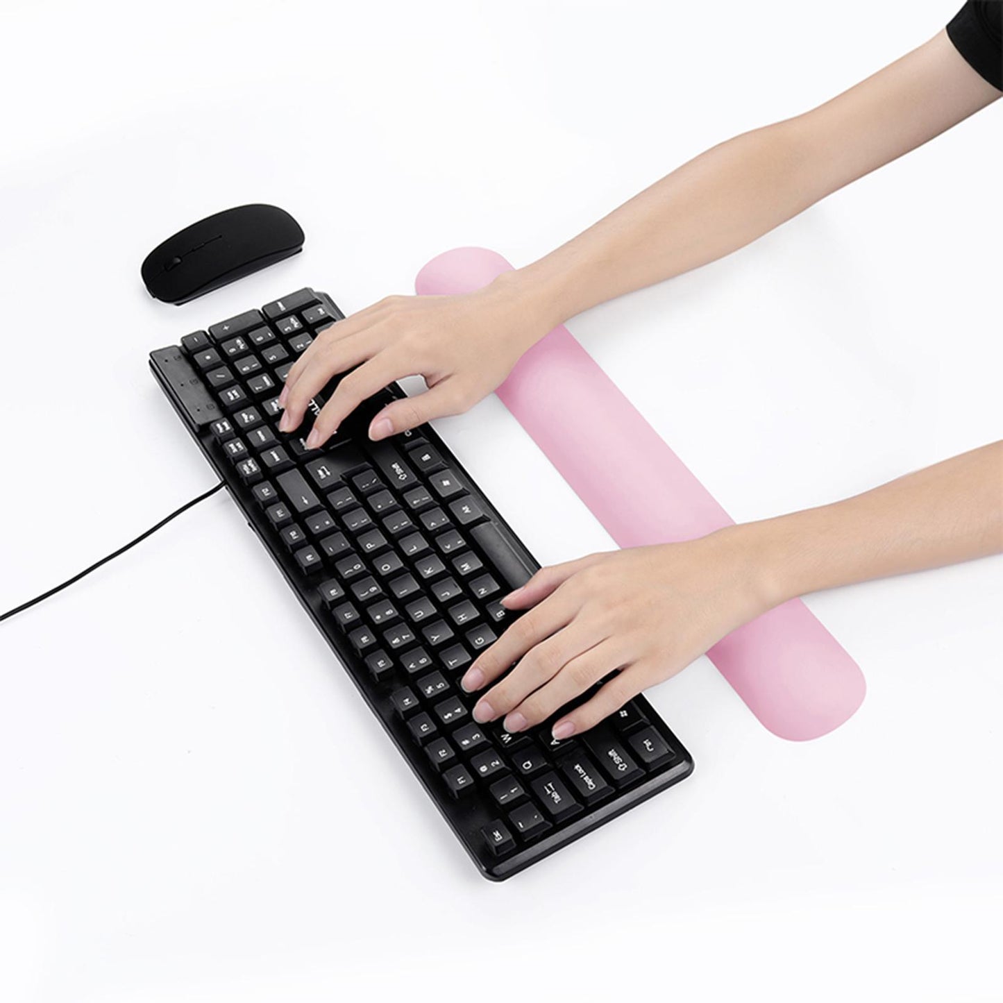 Keyboard Mouse Wrist Rest Pad Memory Foam Set  A Large Size Pink