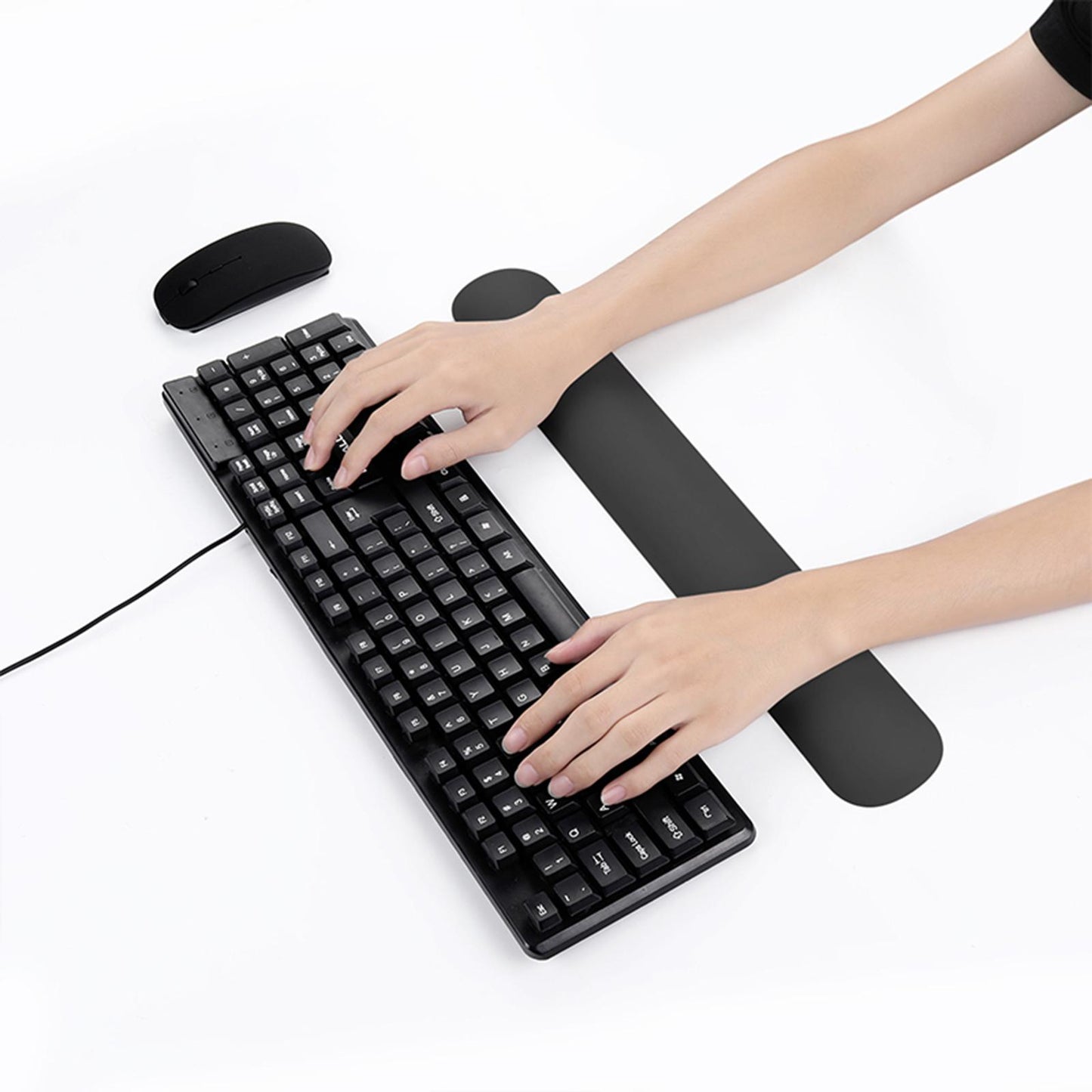 Keyboard Mouse Wrist Rest Pad Memory Foam Set  A Large Size Black