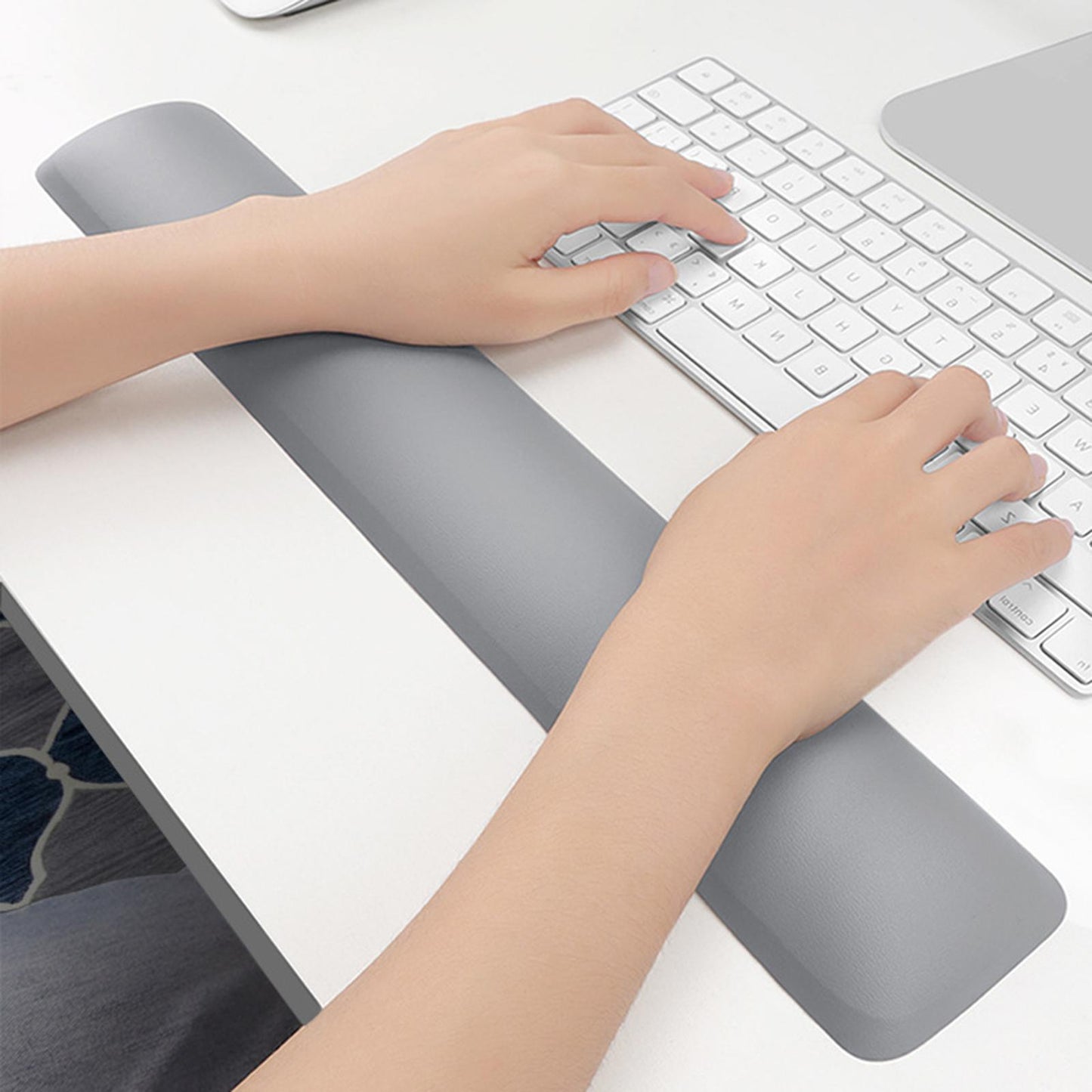 Keyboard Mouse Wrist Rest Pad Memory Foam Set  A Large Size Silver