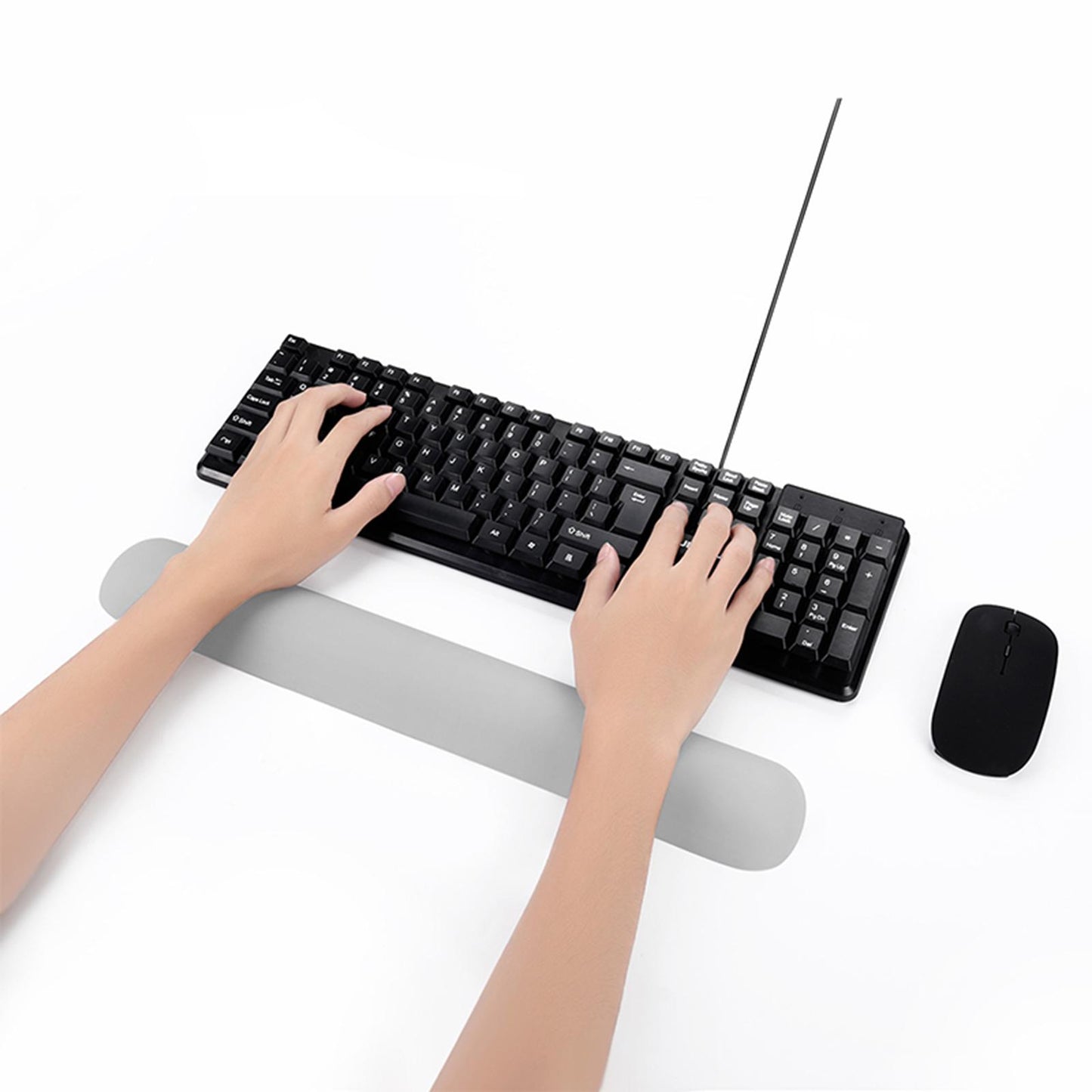 Keyboard Mouse Wrist Rest Pad Memory Foam Set  A Large Size Silver
