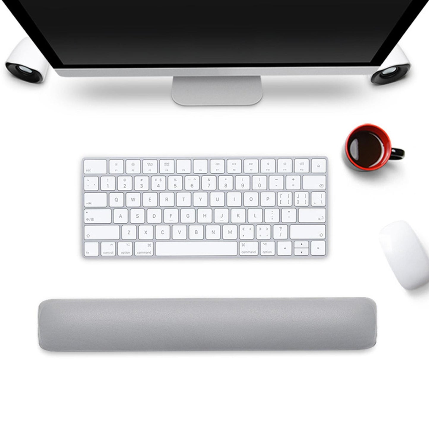 Keyboard Mouse Wrist Rest Pad Memory Foam Set  A Large Size Silver