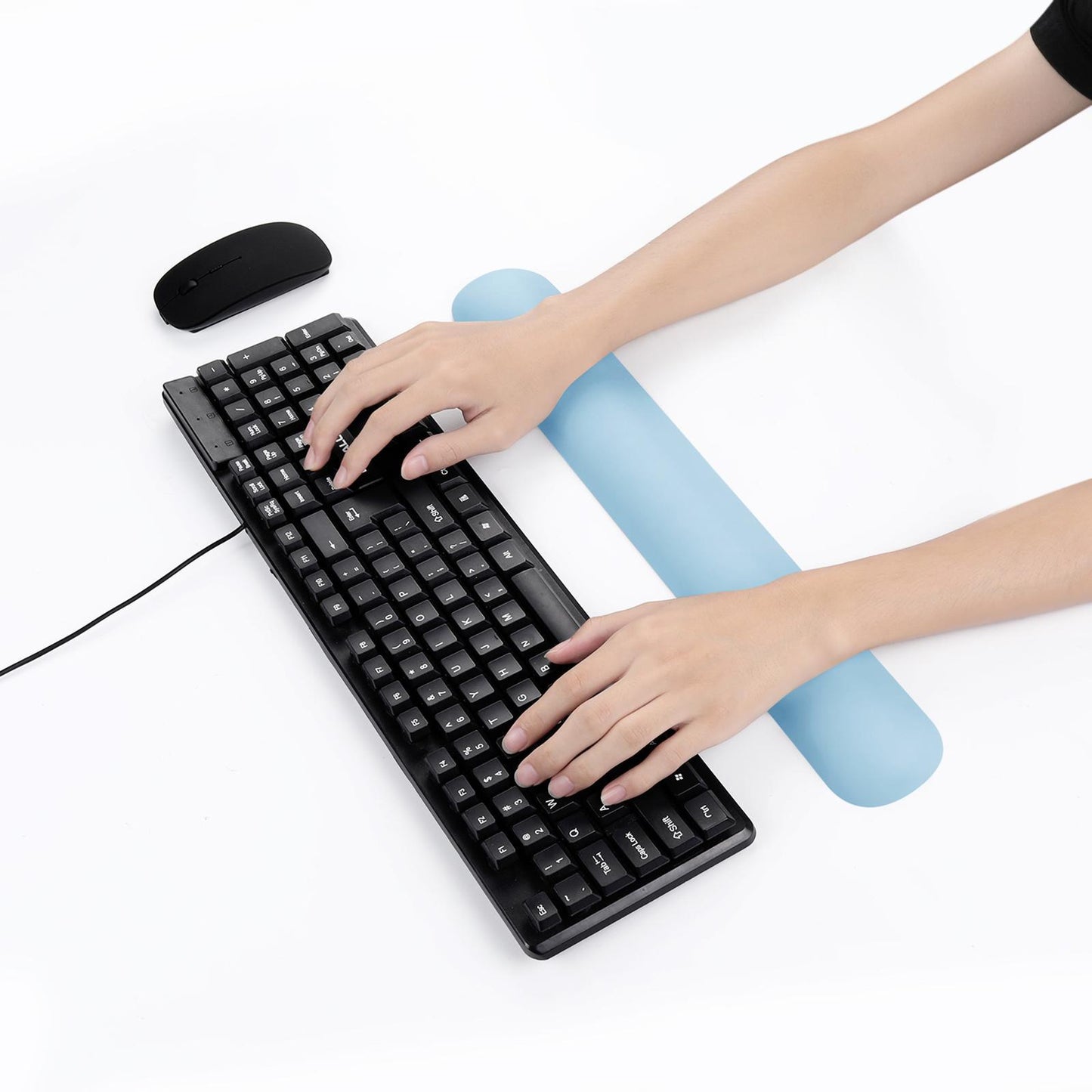Keyboard Mouse Wrist Rest Pad Memory Foam Set  A Large Size Blue