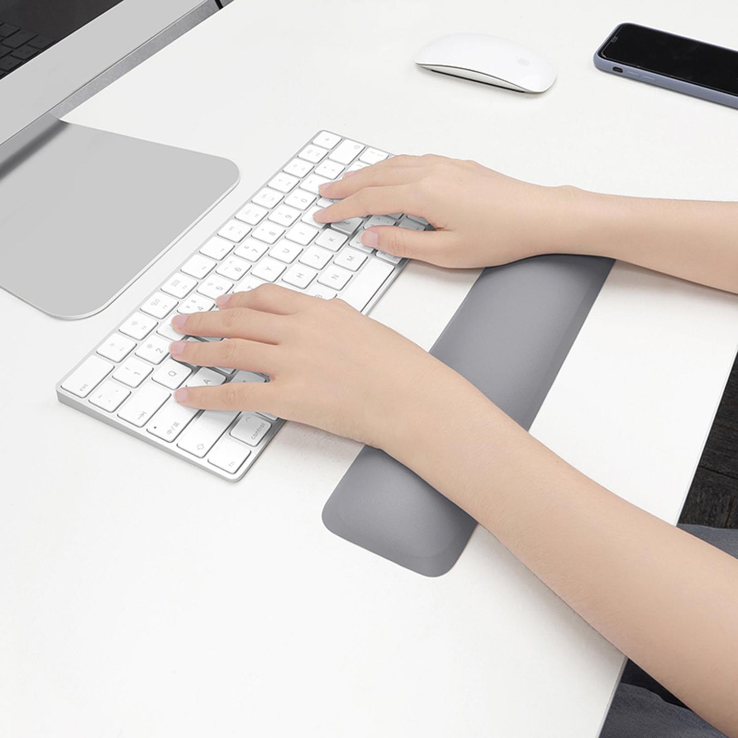 Keyboard Mouse Wrist Rest Pad Memory Foam Set  B Medium Silver