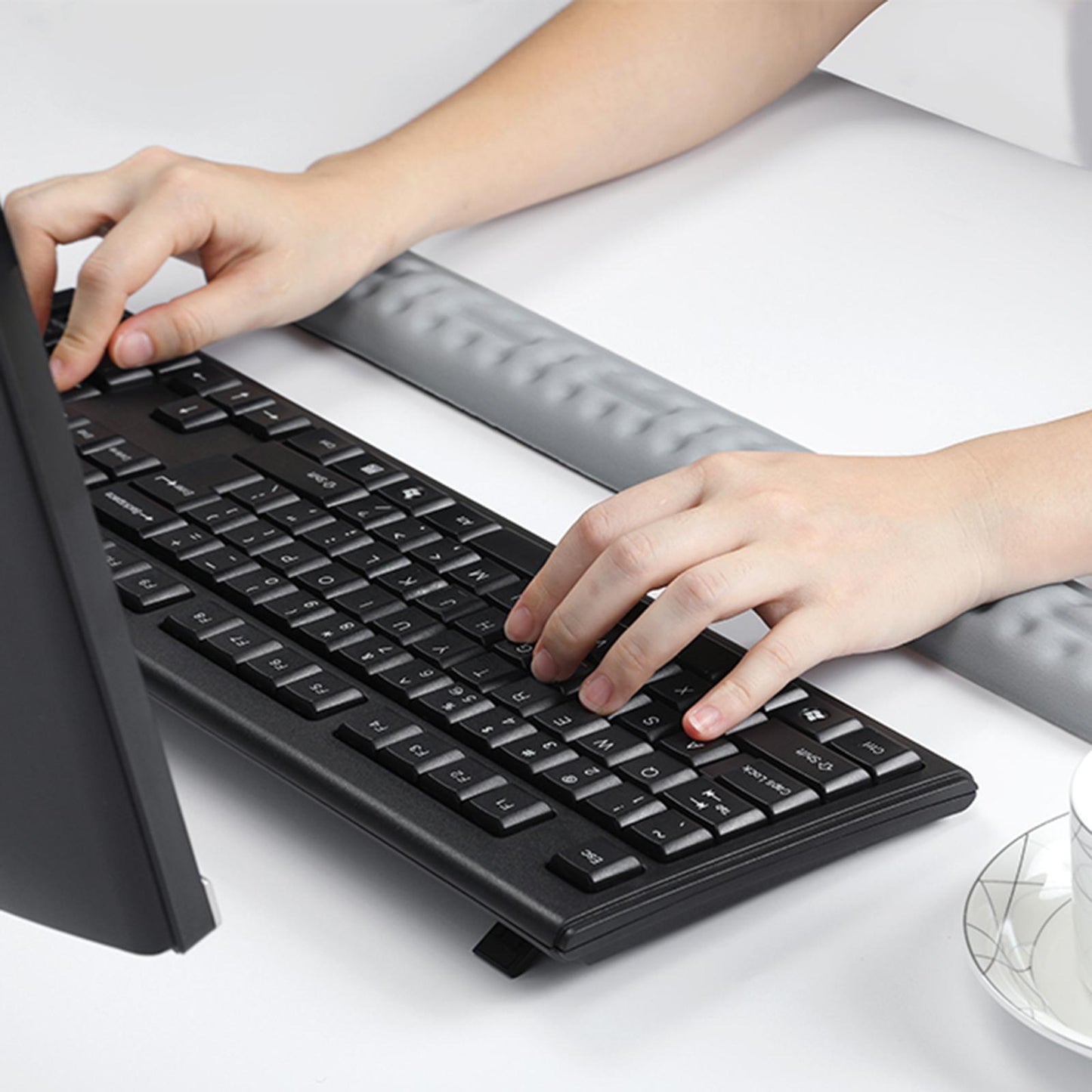 Memory Foam Keyboard Wrist Rest Hand Wrist Pad Arm Stand Grey L
