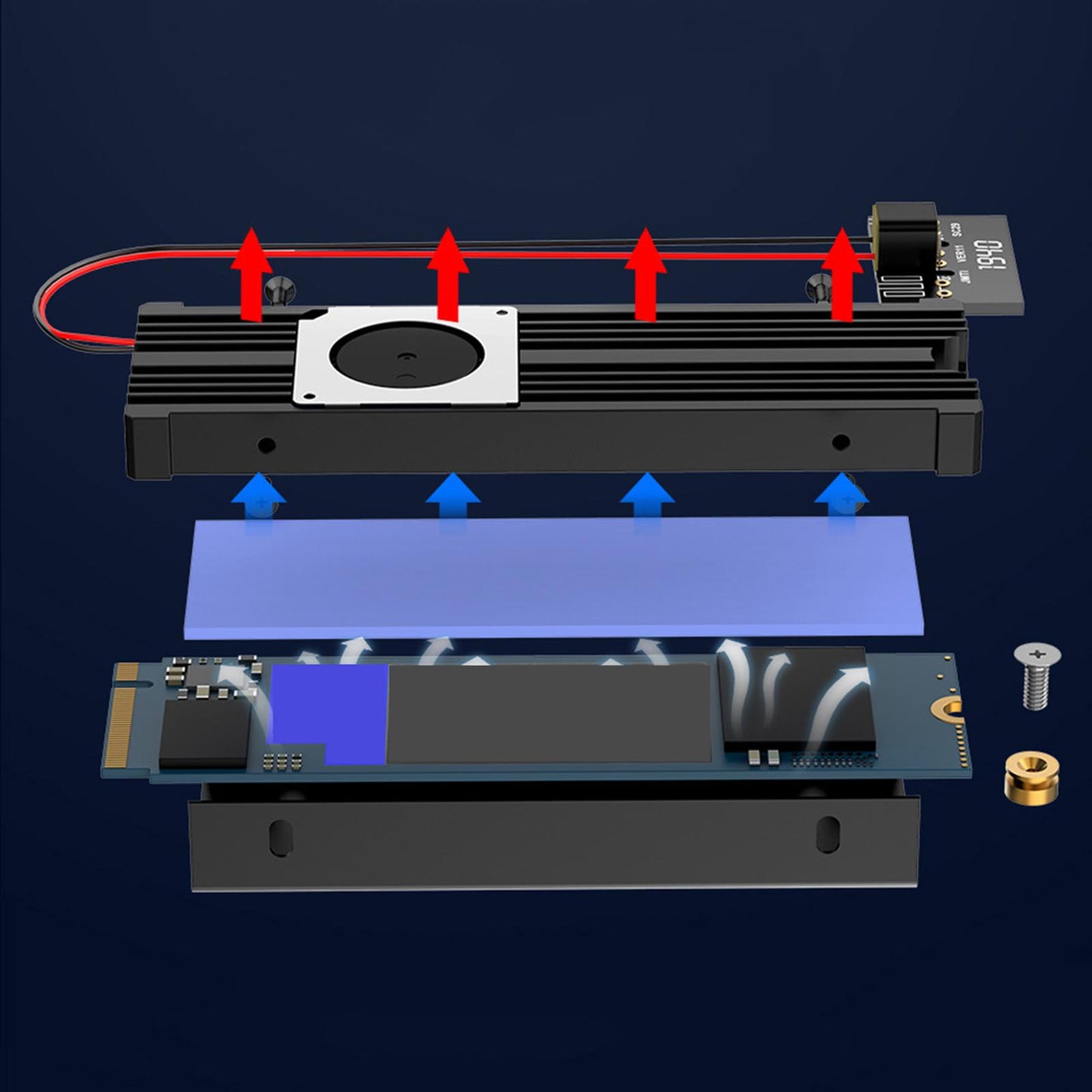 Heatsink Cooler with Cooling Fan Radiator for M.2 NGFF NVME SSD