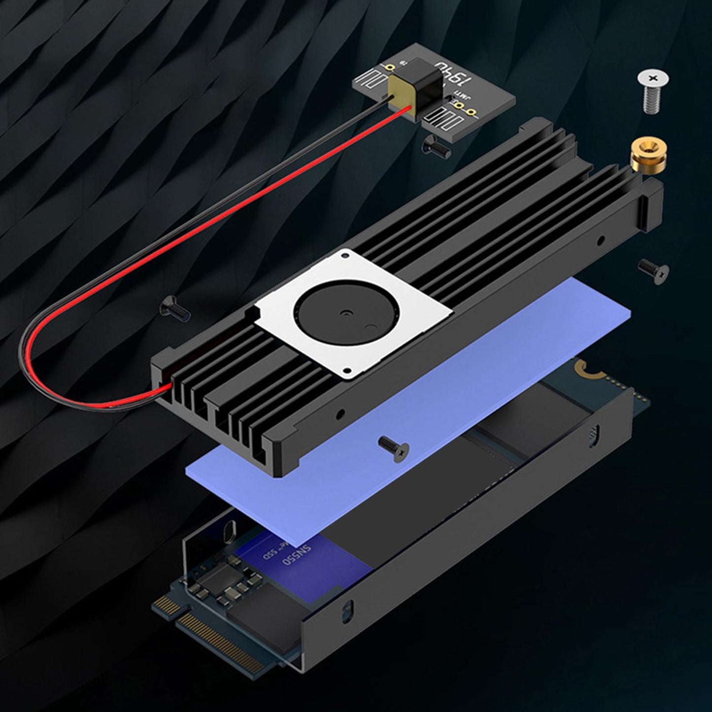 Heatsink Cooler with Cooling Fan Radiator for M.2 NGFF NVME SSD