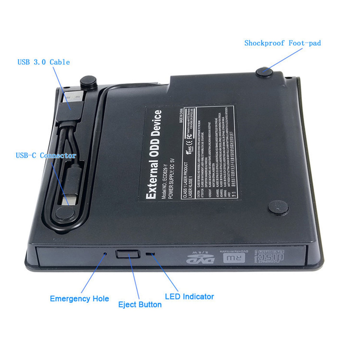 External DVD Drive Type C CD Optical Drive Reader for Laptop PC Devices