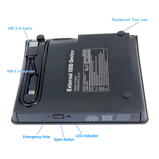 External DVD Drive Type C CD Optical Drive Reader for Laptop PC Devices