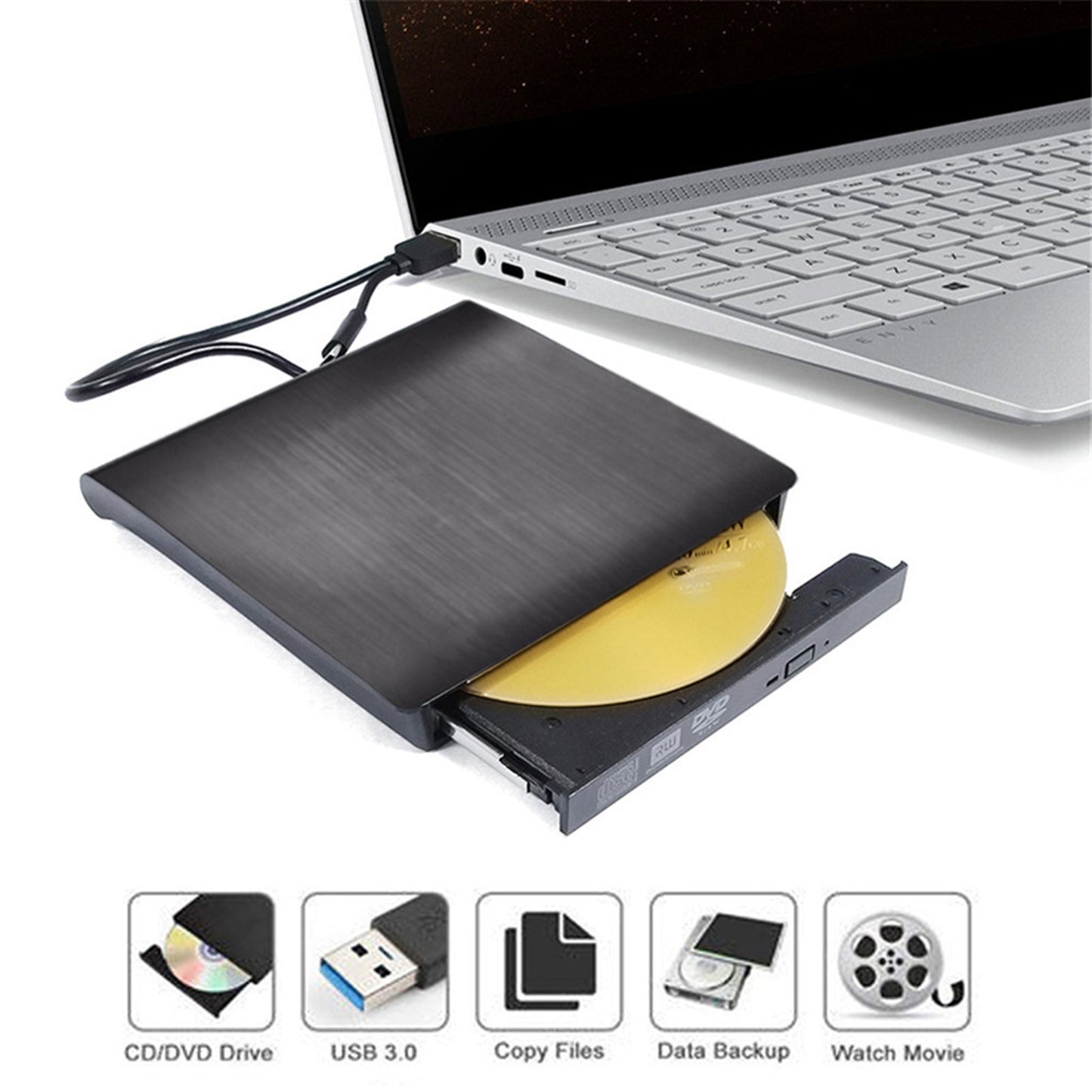 External DVD Drive Type C CD Optical Drive Reader for Laptop PC Devices