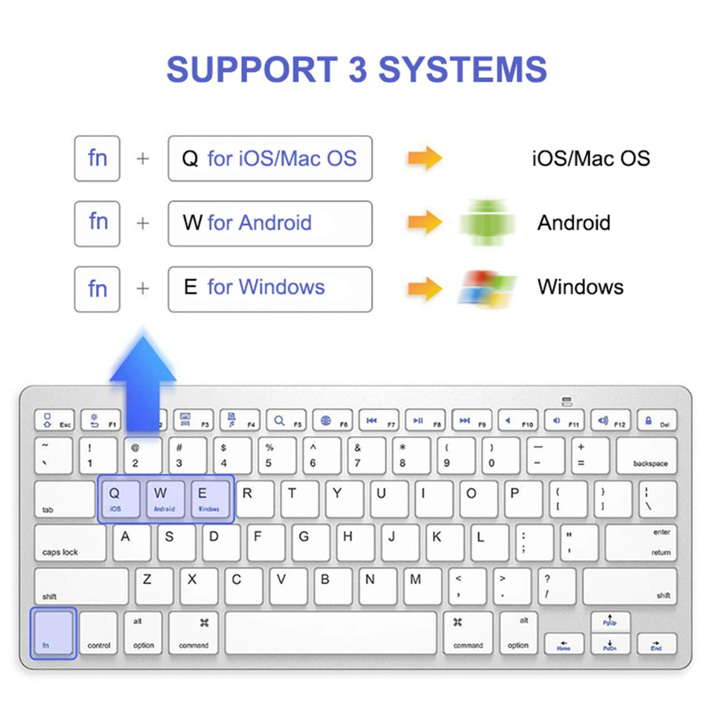 UltraThin 78 Key Wireless Bluetooth Keyboard French for IOS/Android/Windows