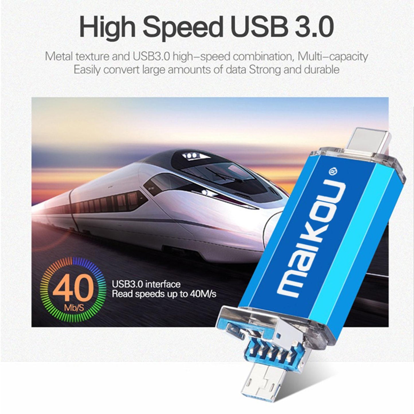Portable 3 in 1 128GB USB 3.0 Flash Drive Type-C & Micro USB Memory Stick