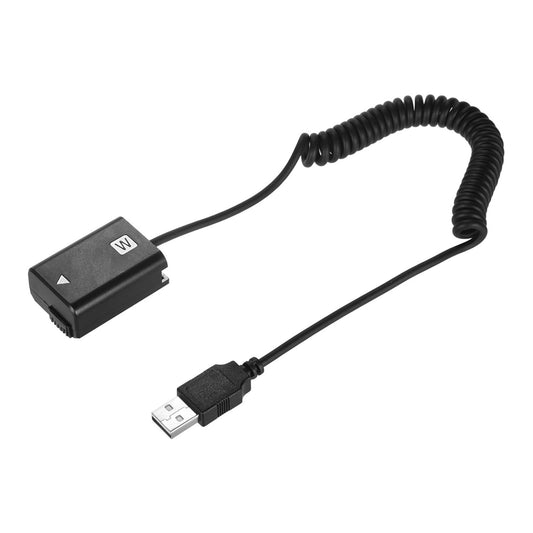 USB Cable To Np-FW50 Dummy Battery for Sony Battery Bank Black Accessories