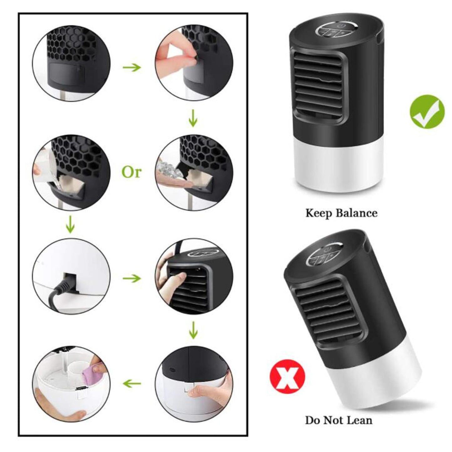 Mini Air Conditioner Fan Bedroom Air Cooler with Timer EU Plug White
