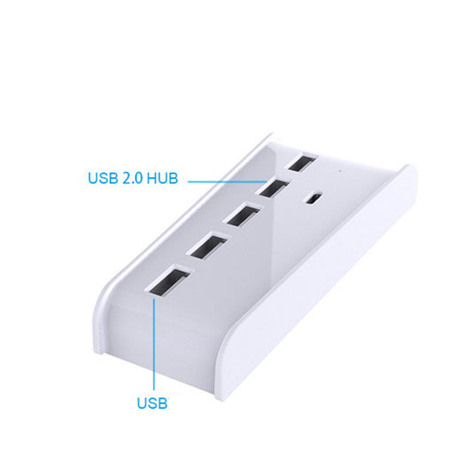 5 Port USB Hub for Game Console USB 2.0 Expansion Hub Splitter Adapter Parts White