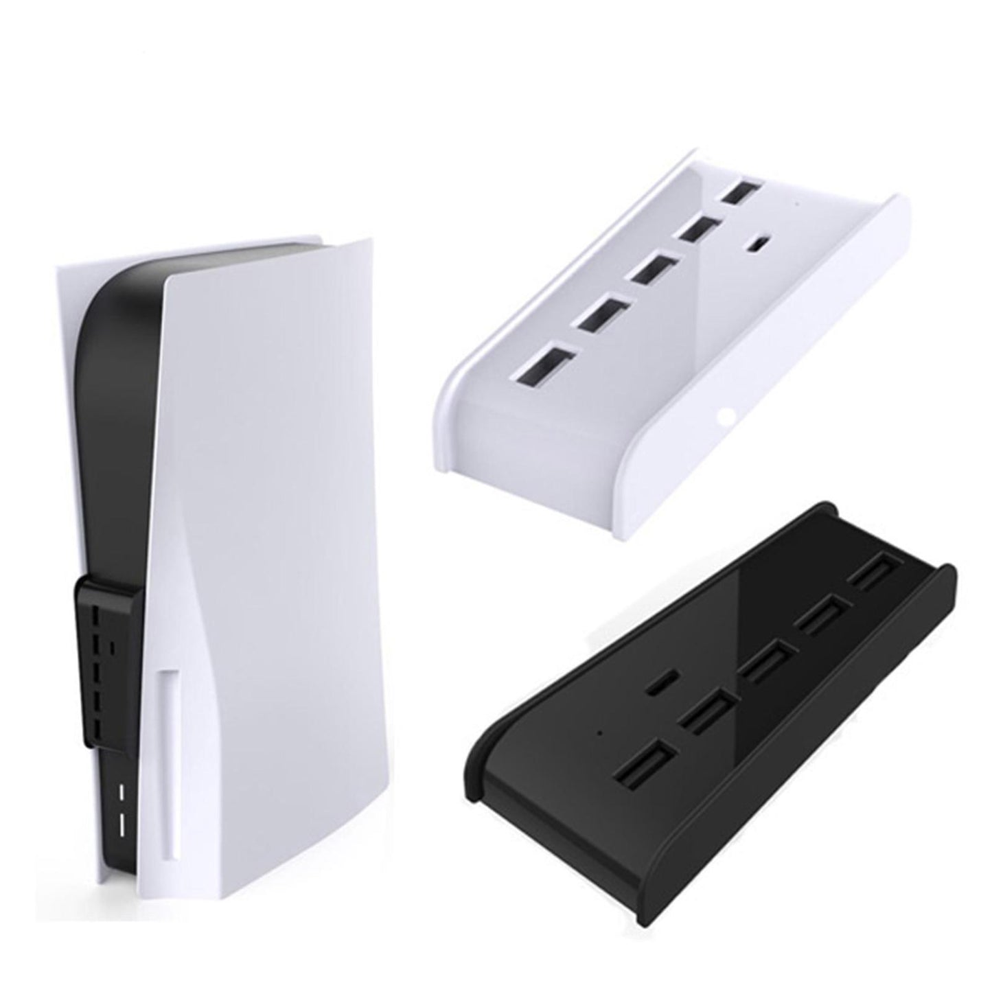 5 Port USB Hub for Game Console USB 2.0 Expansion Hub Splitter Adapter Parts White