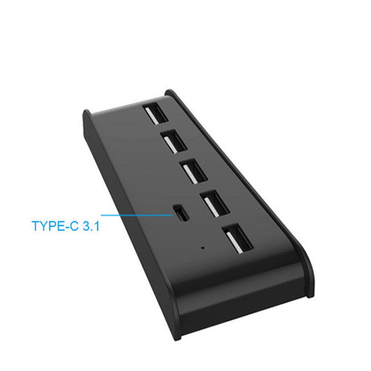5 Port USB Hub for Game Console USB 2.0 Expansion Hub Splitter Adapter Parts Black