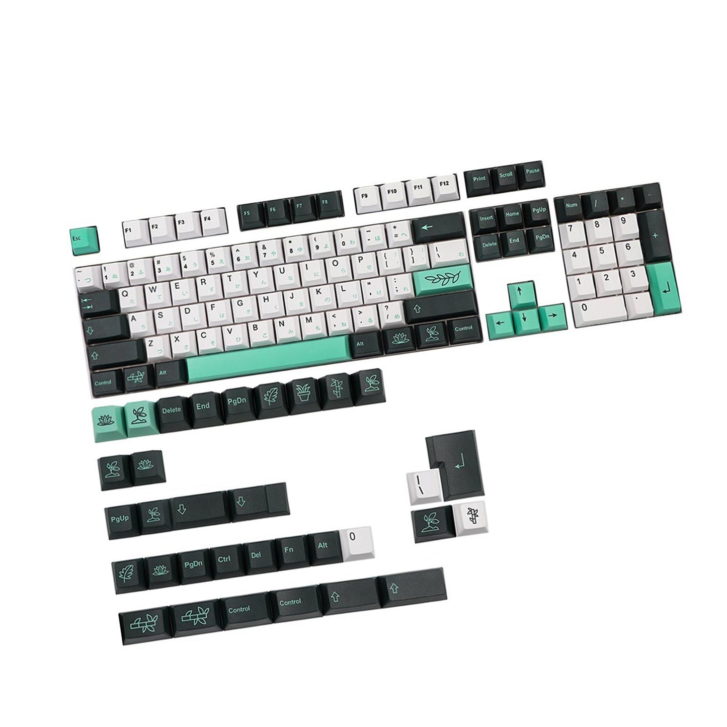 135-Key PBT Garden Theme Keycaps for Cherry 61 64 68 72 98 keys  Japanese