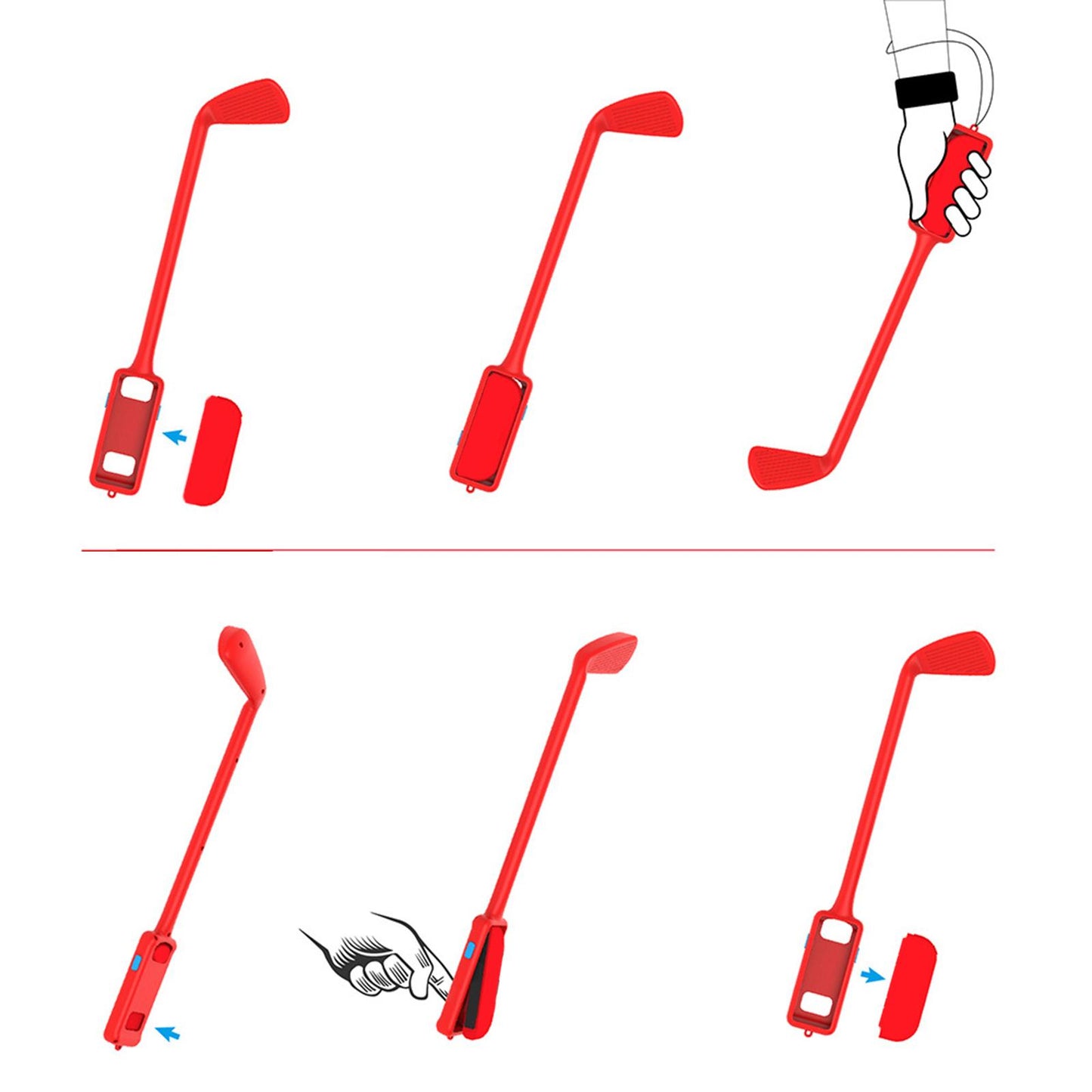 2x Golf Game Grip for Nintendo Switch Golf Clubs Accessories Red Blue