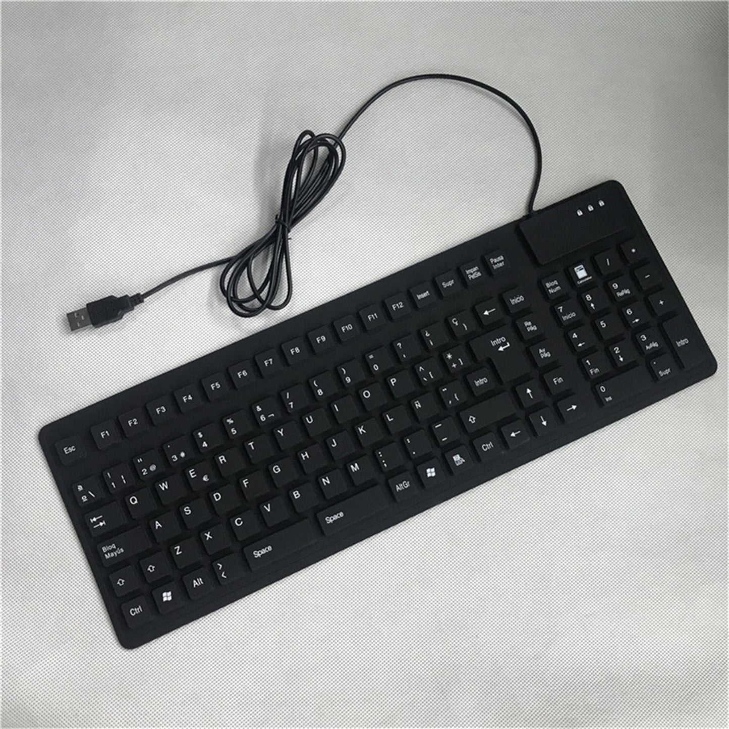 Silicone Spanish Waterproof 105 Key Flexible Foldable Keyboard for PC Laptop