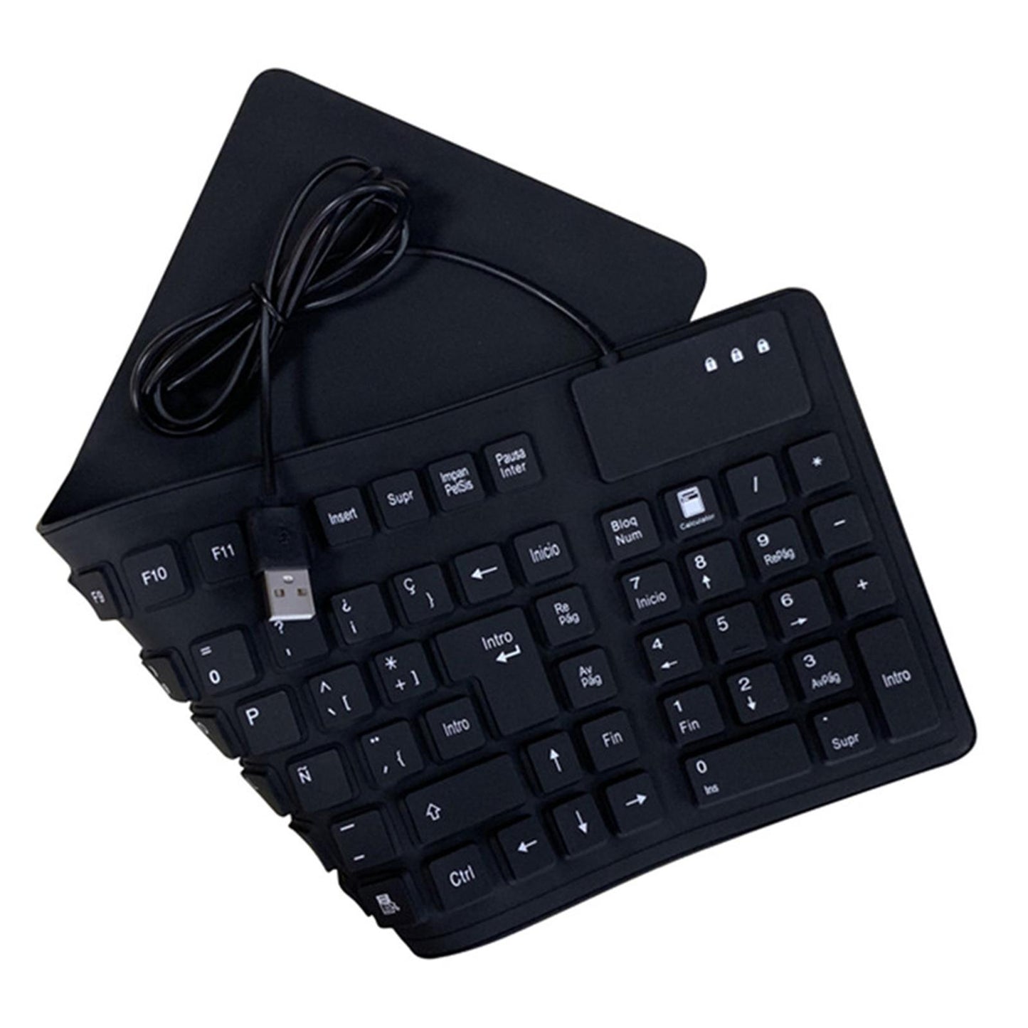 Silicone Spanish Waterproof 105 Key Flexible Foldable Keyboard for PC Laptop