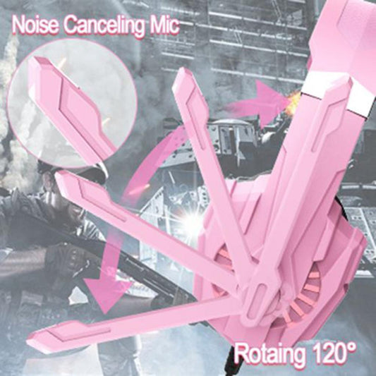 G9000mini Stereo Gaming Headset Over Ear Noise Cancelling Mic for PS4 Pink