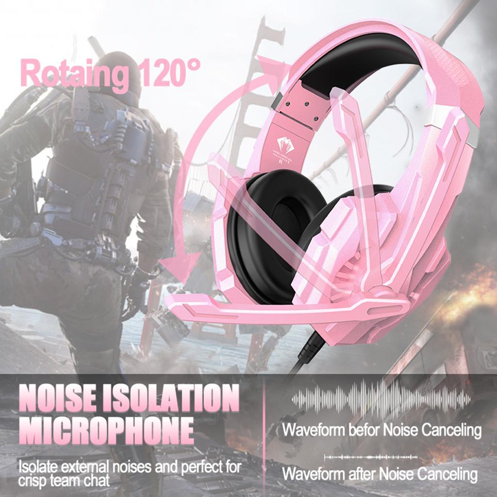 G9000mini Stereo Gaming Headset Over Ear Noise Cancelling Mic for PS4 Pink
