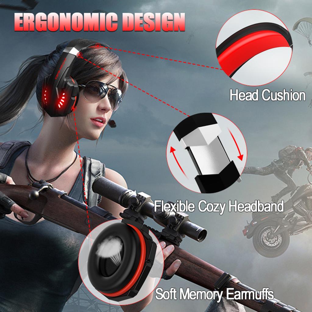 G9000mini Stereo Gaming Headset Over Ear Noise Cancelling Mic for PS4 Red
