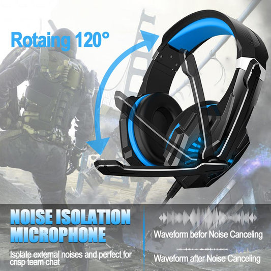 G9000mini Stereo Gaming Headset Over Ear Noise Cancelling Mic for PS4 Blue