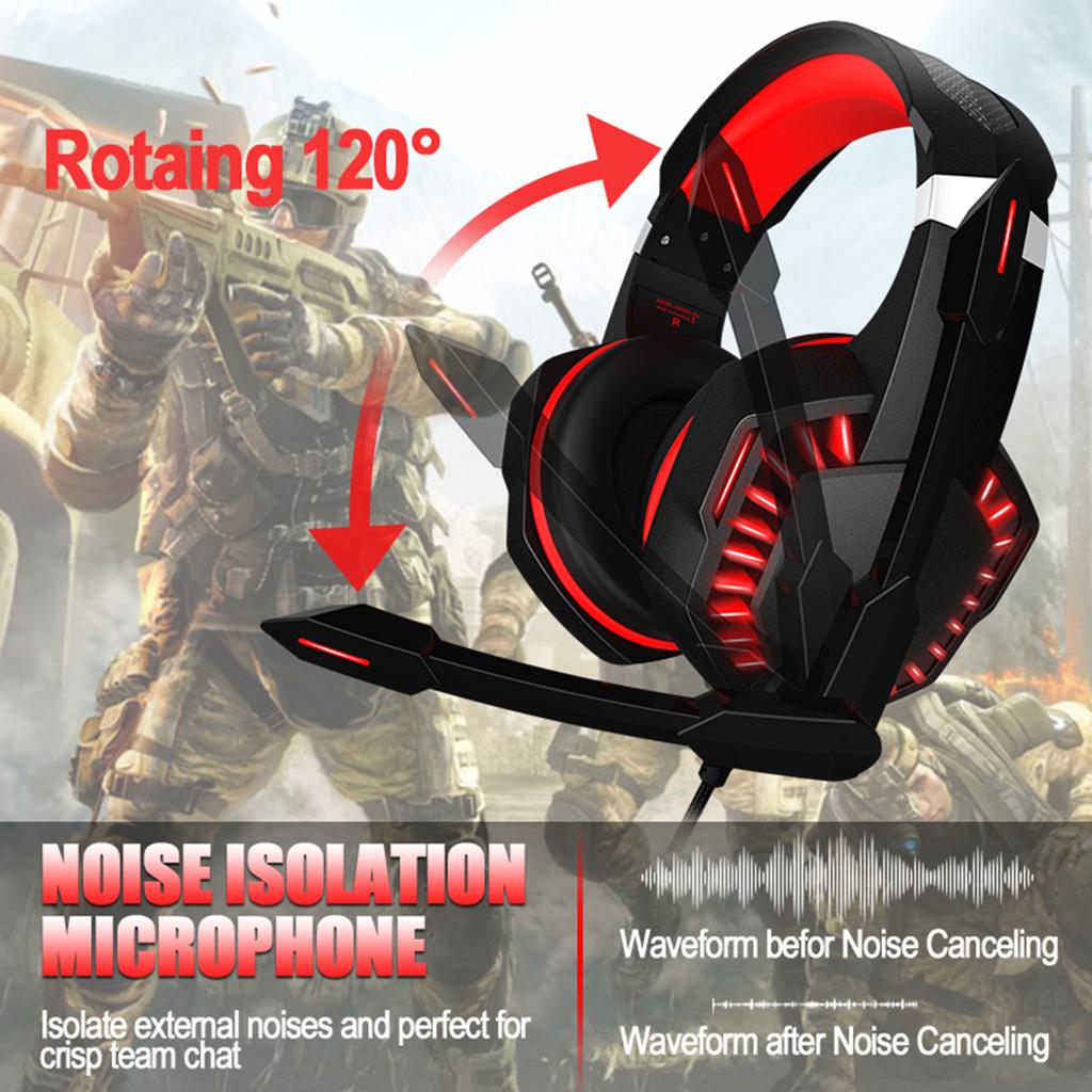 G2000PRO Wired Stereo Gaming Headset Over Ear with Noise Cancelling Mic Red