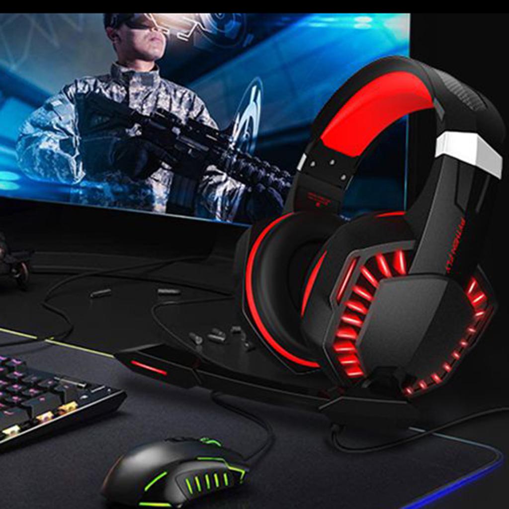 G2000PRO Wired Stereo Gaming Headset Over Ear with Noise Cancelling Mic Red