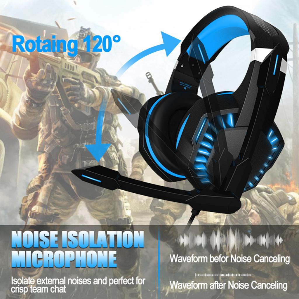G2000PRO Wired Stereo Gaming Headset Over Ear with Noise Cancelling Mic Blue