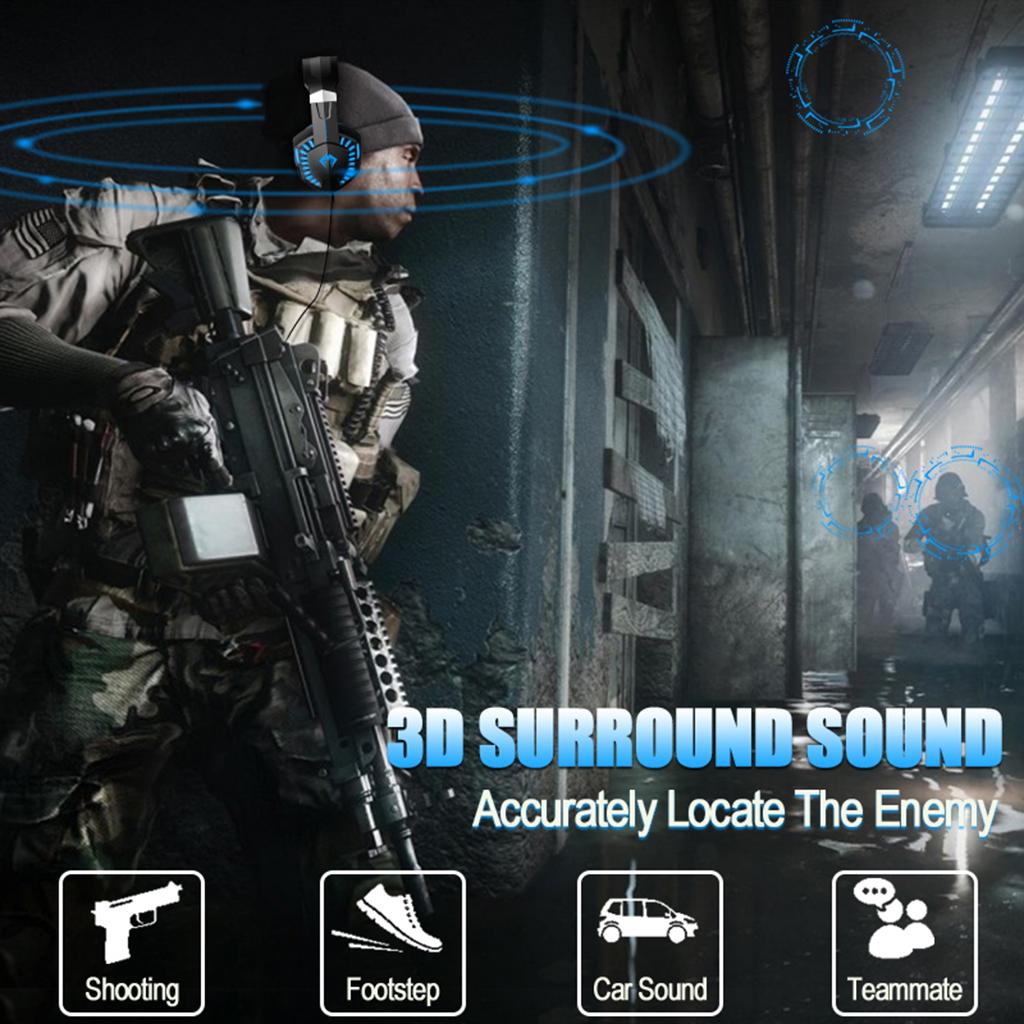G2000PRO Wired Stereo Gaming Headset Over Ear with Noise Cancelling Mic Blue