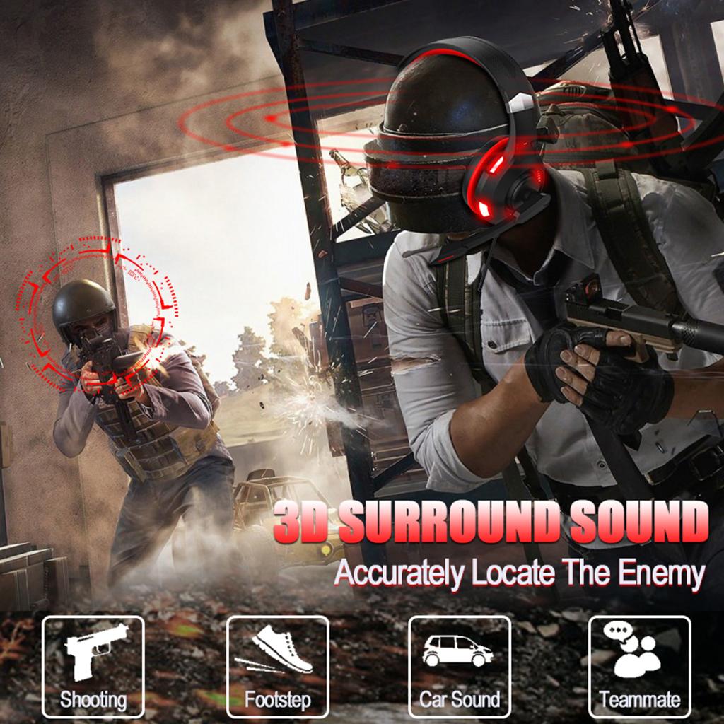 Over Ear Gaming Headset with MIC Earpiece 3.5mm Interface Red