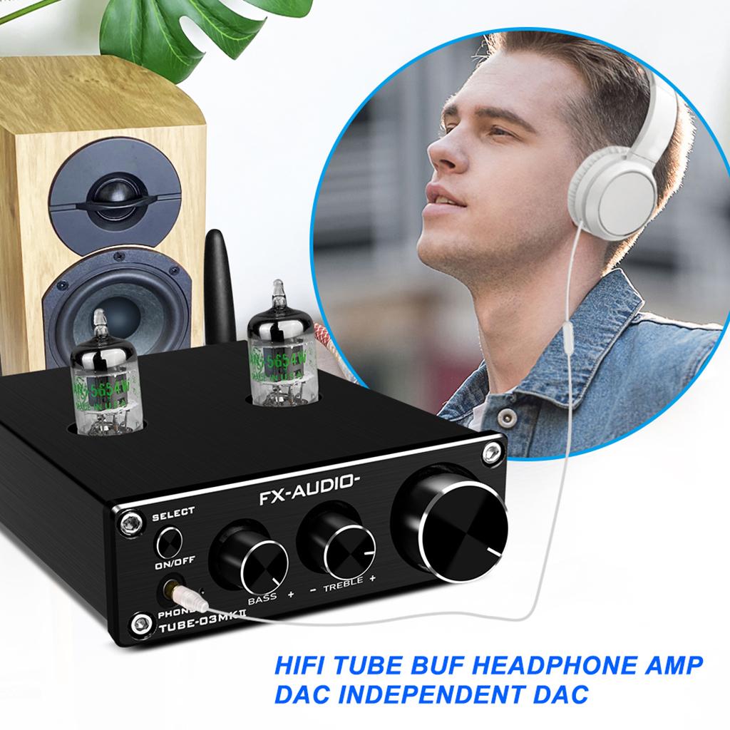Bluetooth Tube Headphone Amplifier Treble & Bass Tone Control Black