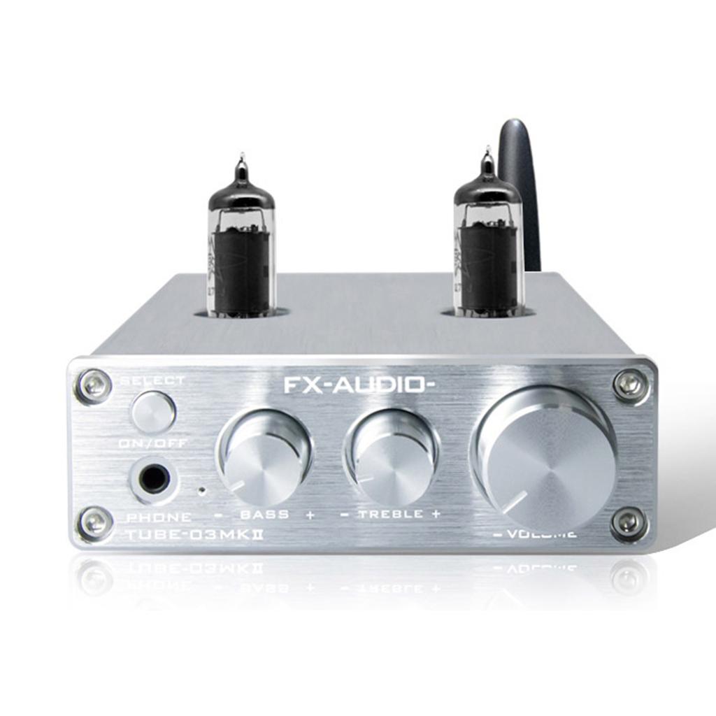 Bluetooth Tube Headphone Amplifier Treble & Bass Tone Control Silver