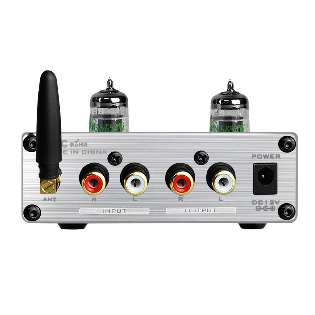Bluetooth Tube Headphone Amplifier Treble & Bass Tone Control Silver