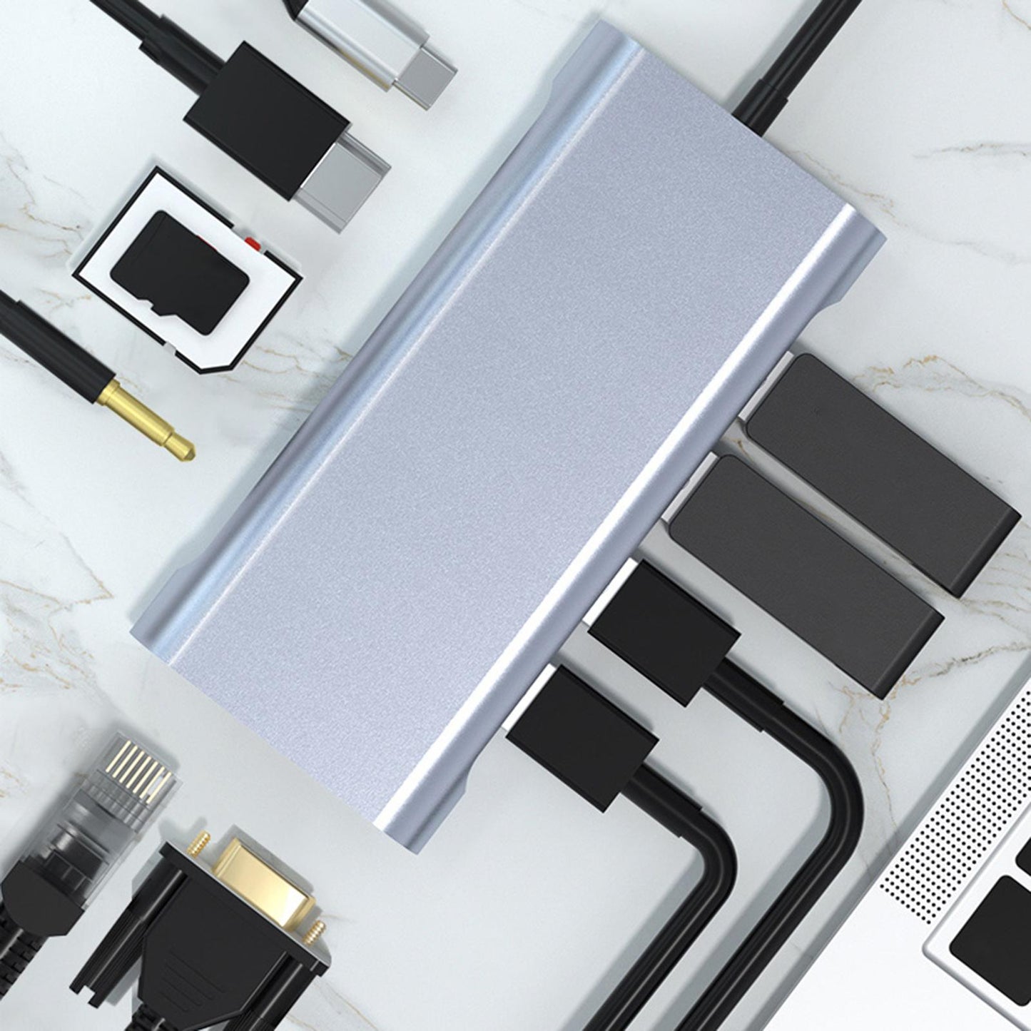 11 in 1 USB C Hub 4 USB 3.0 Ports SD TF Card Reader for MacBook Pro Phones
