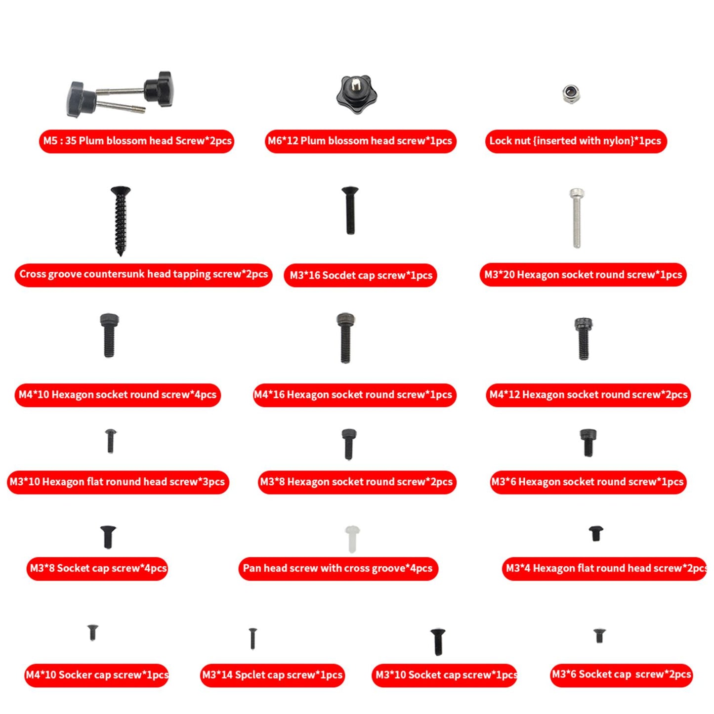 1Bag Updated Repair Kit Countersunk Head Screws for LD-002H 3D Printer Parts