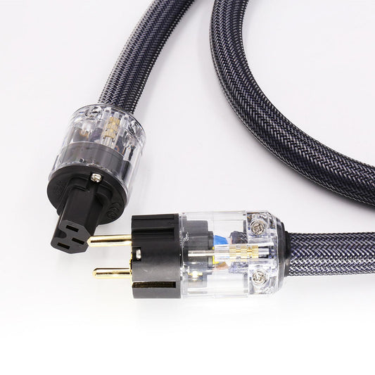 HiFi Audio Power Cable Pure Copper Power Cord Sleeves Power Line EU  2M
