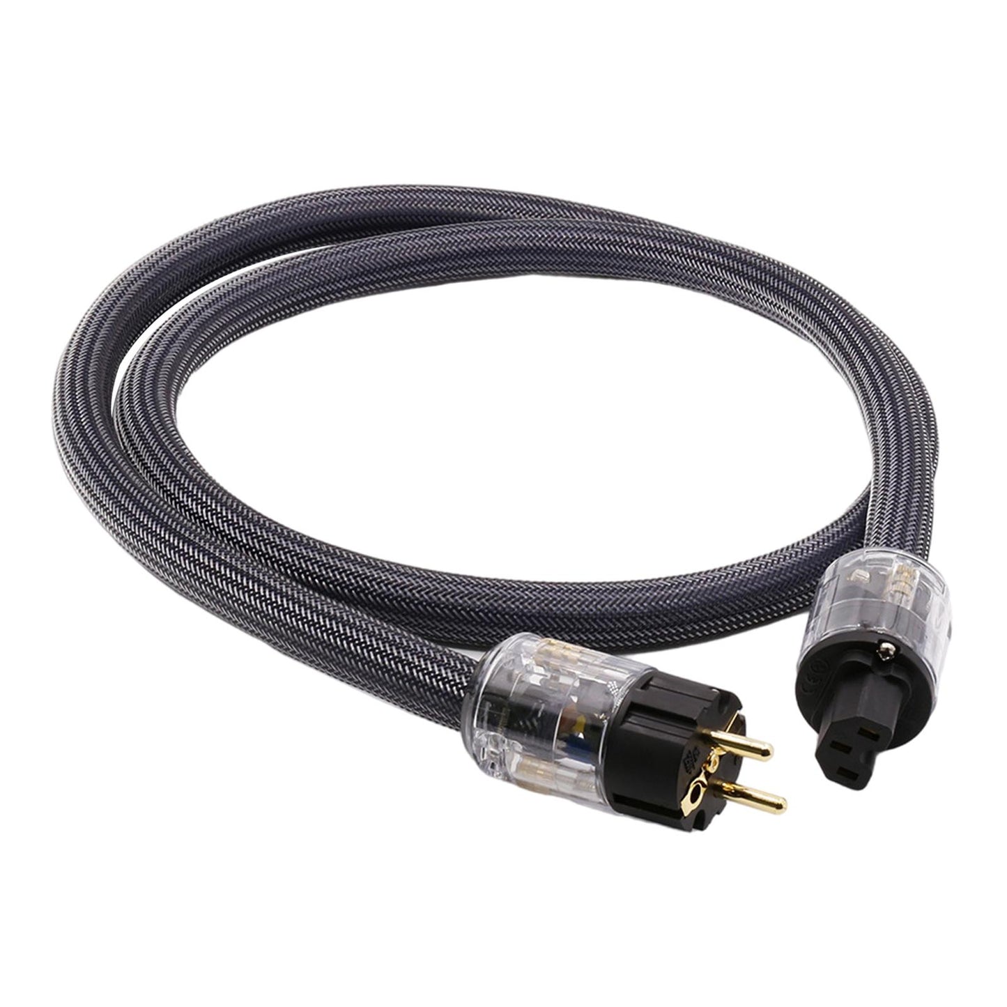 HiFi Audio Power Cable Pure Copper Power Cord Sleeves Power Line EU  2M