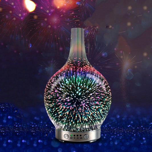 3D Glass Essential Oil Diffuser Quiet Humidifier Night Light Leisure