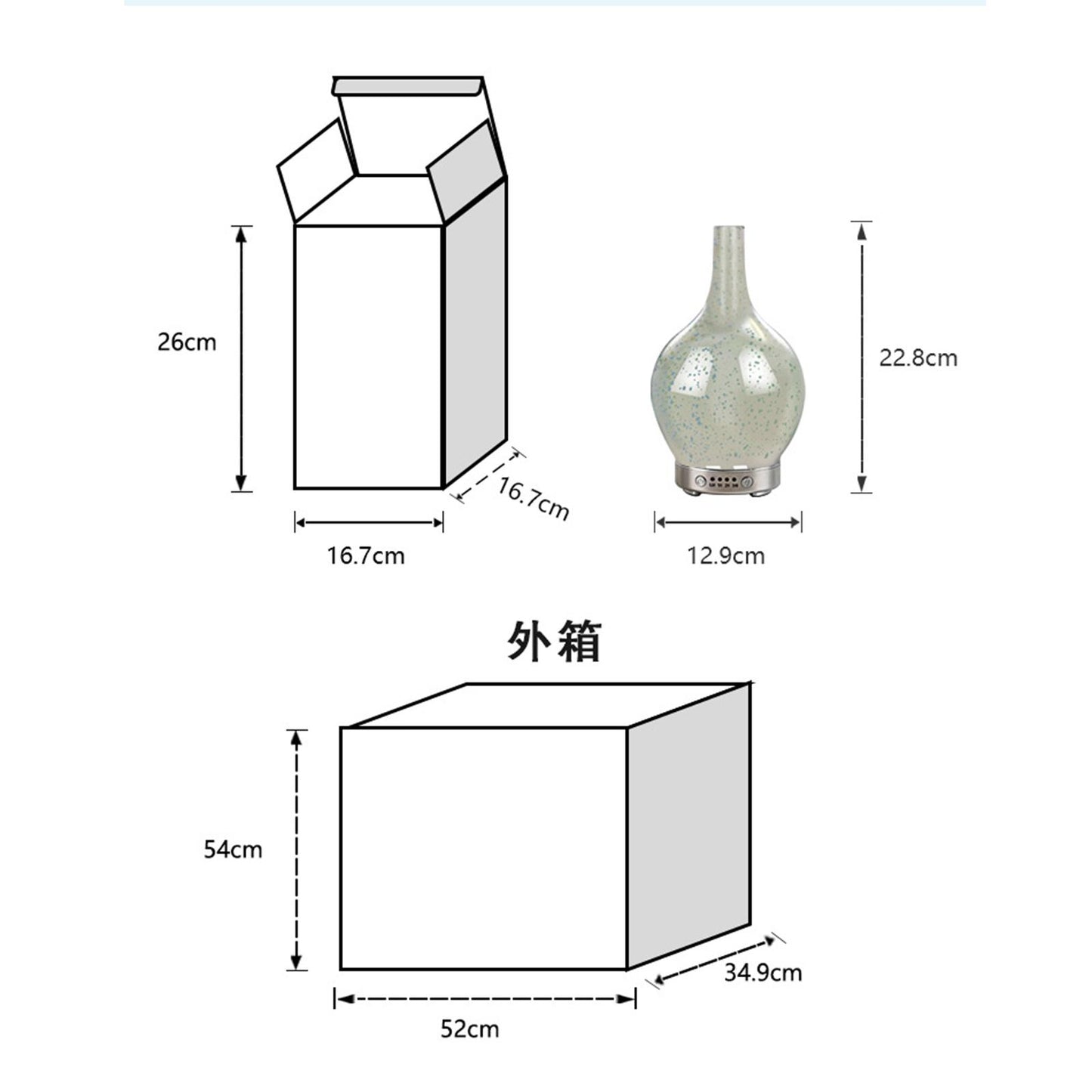 3D Glass Essential Oil Diffuser Quiet Humidifier Night Light Leisure