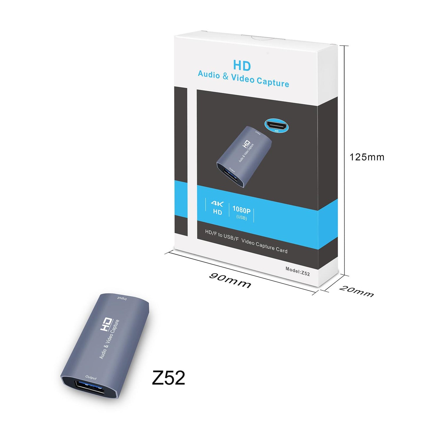 HD USB Audio Video Capture Card 4K Device for Recording Live Broadcasting