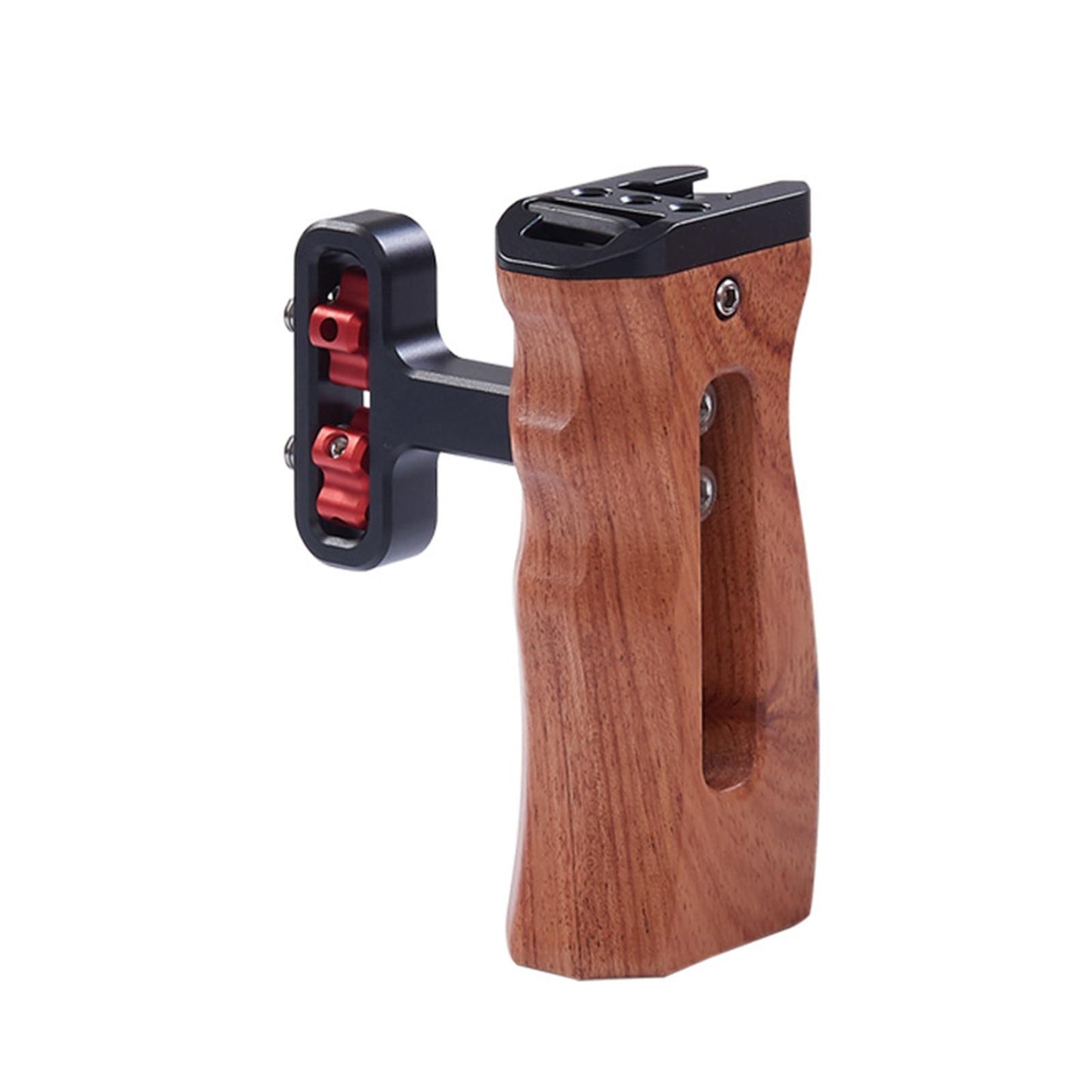 Wood Handle Grip Mount w/Cold Shoe Mounting Microphone Light Monitor Black