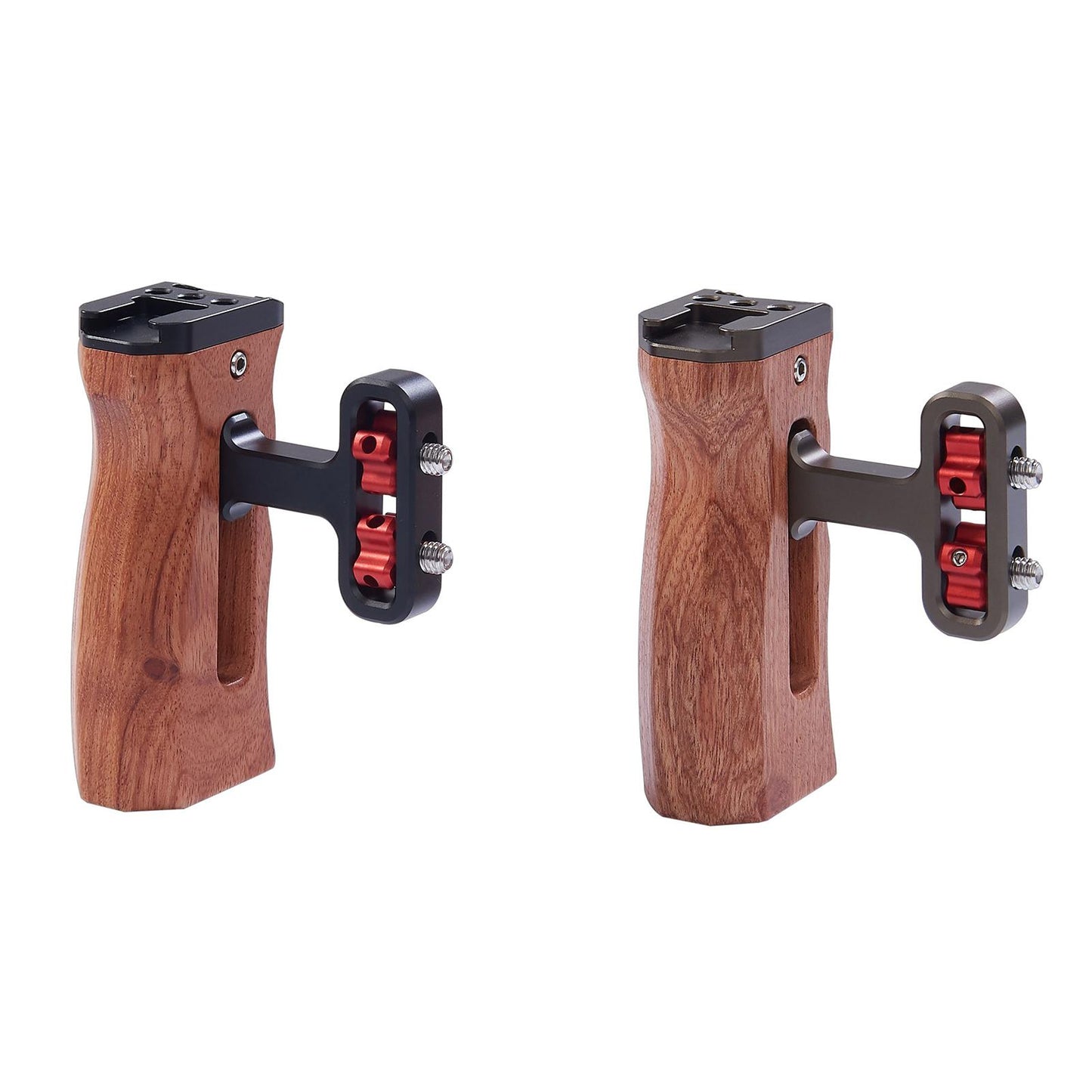 Wood Handle Grip Mount w/Cold Shoe Mounting Microphone Light Monitor Black