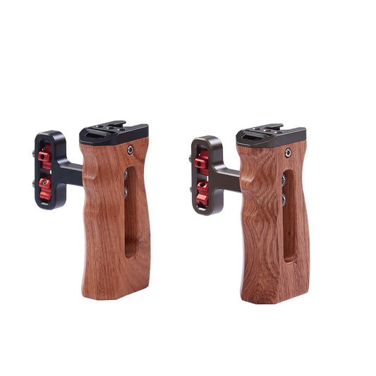 Wood Handle Grip Mount w/Cold Shoe Mounting Microphone Light Monitor Bronze