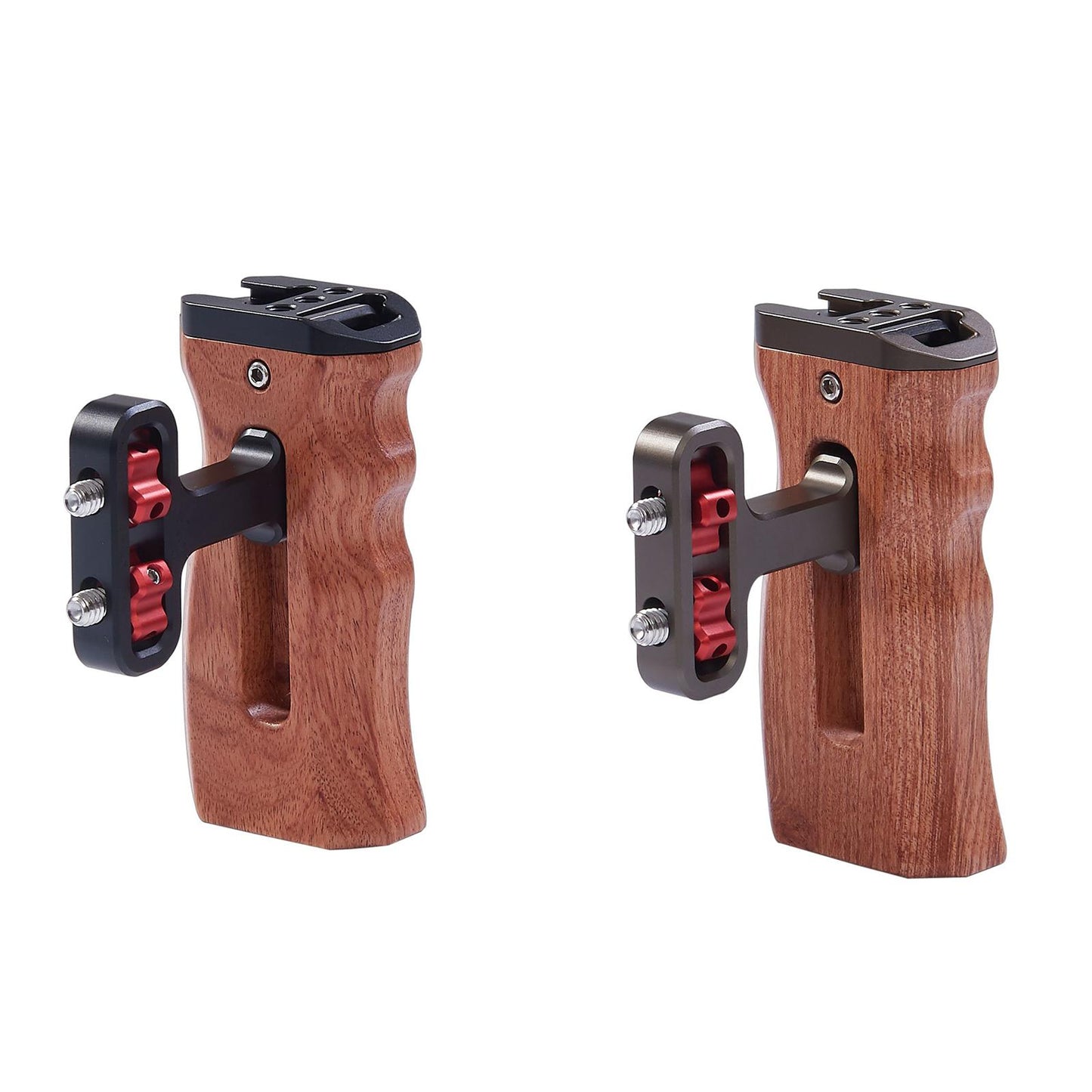 Wood Handle Grip Mount w/Cold Shoe Mounting Microphone Light Monitor Bronze