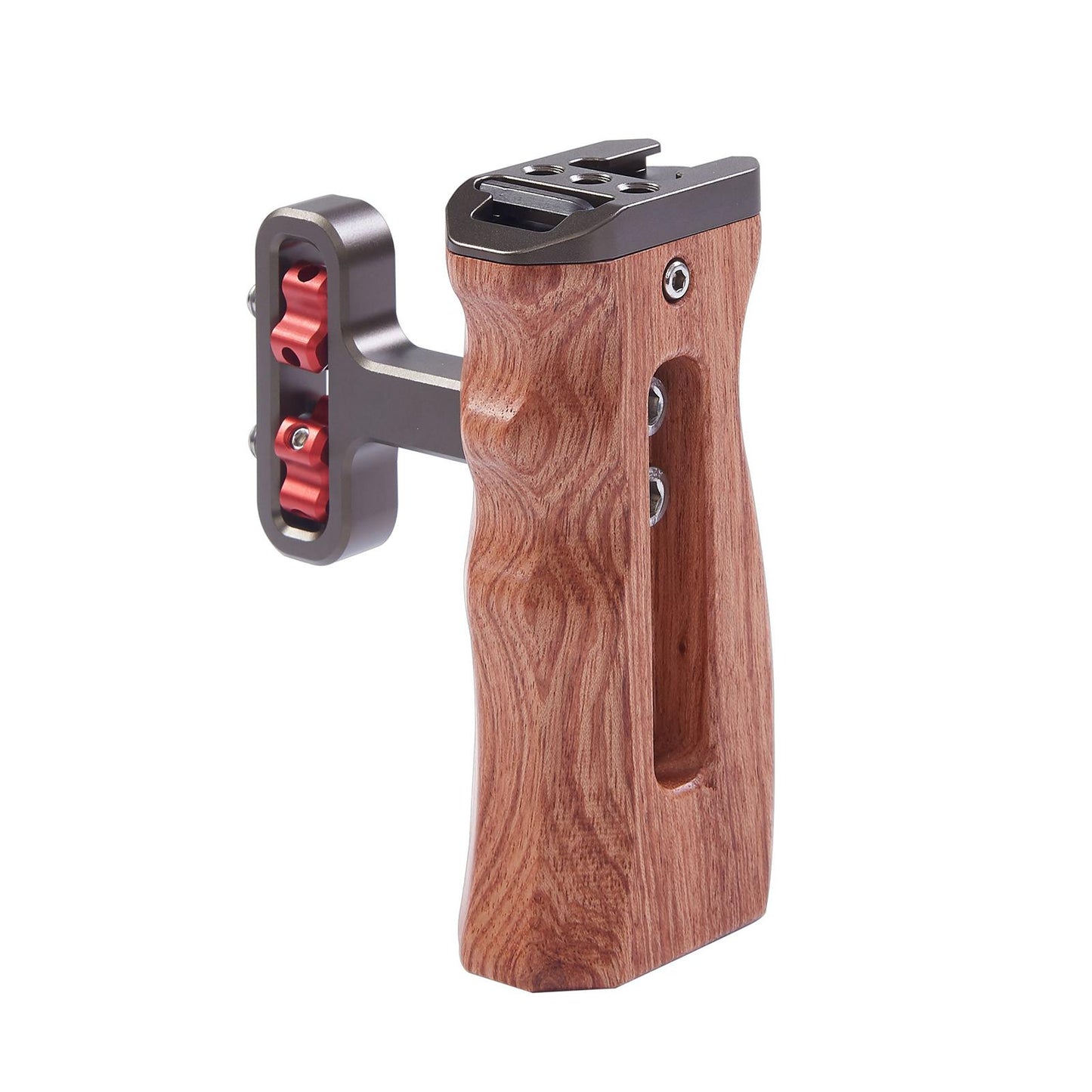 Wood Handle Grip Mount w/Cold Shoe Mounting Microphone Light Monitor Bronze